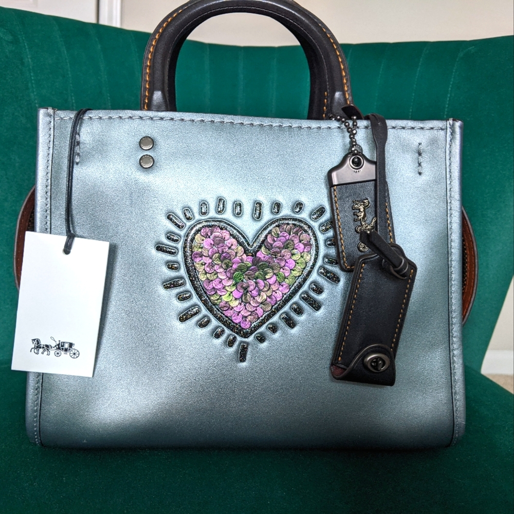 Coach Keith Haring Sequin Heart Rogue in Metallic Smoke!